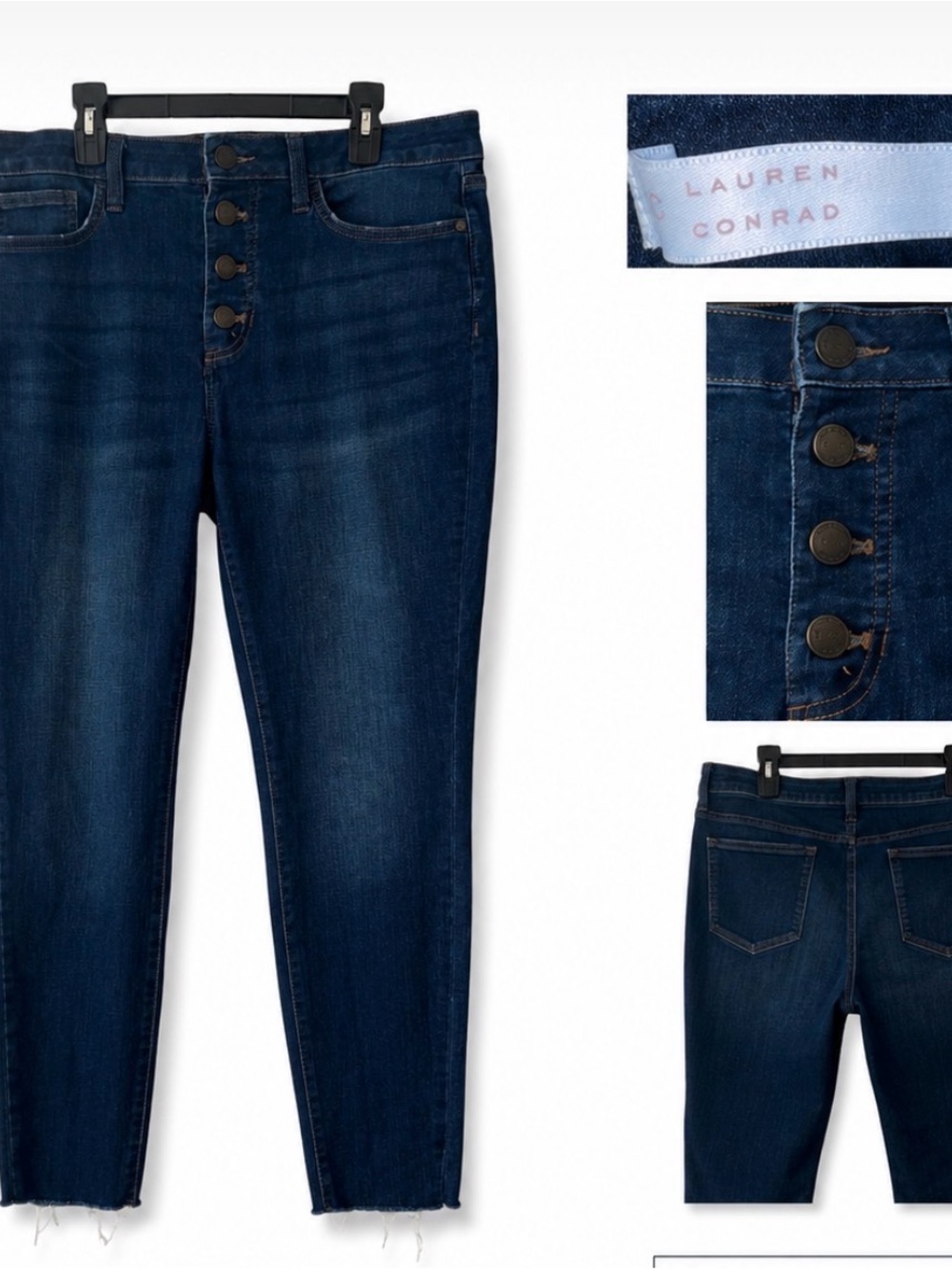 LC Lauren Conrad Indigo High-Rise Button-Fly Cropped Jeans
